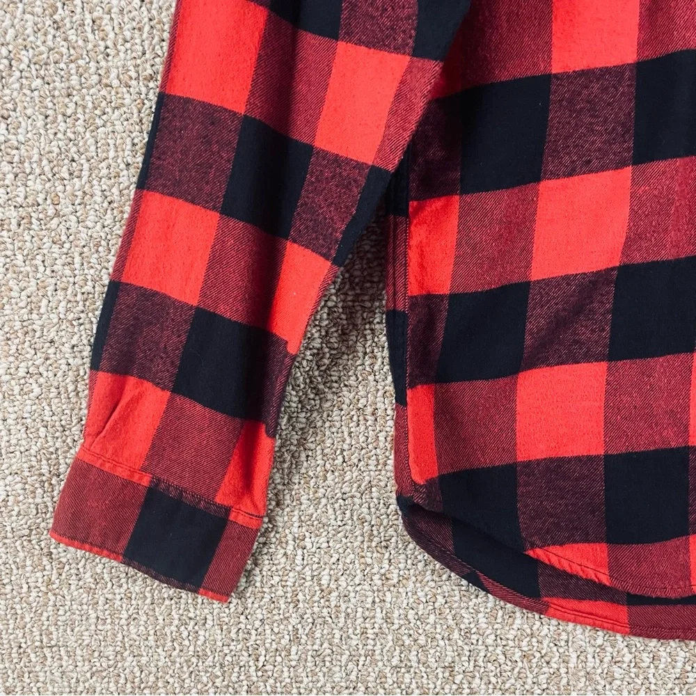 J.Crew Shirt Men's Medium Buffalo Plaid Flannel Button-Up Red Black NWT T723